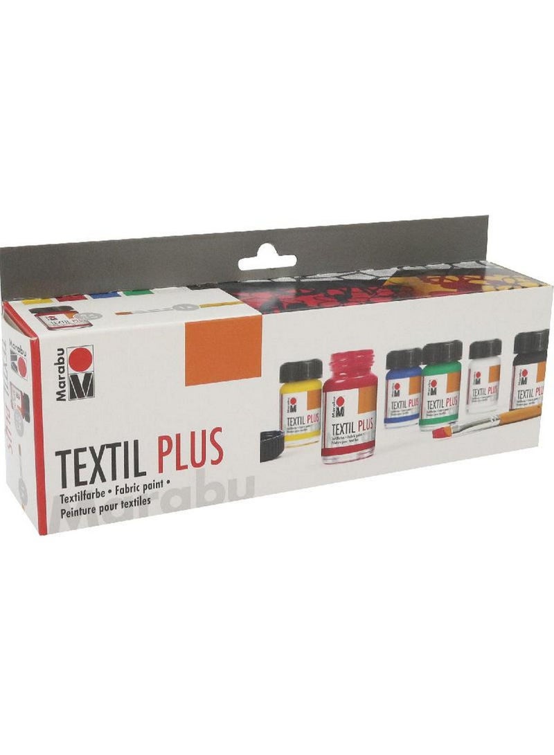 Textil Plus Assortment Multi-Coloured Water-Based Opaque Textile Fabric Painting Fabric Paint Starter Set 6 X 15 ML