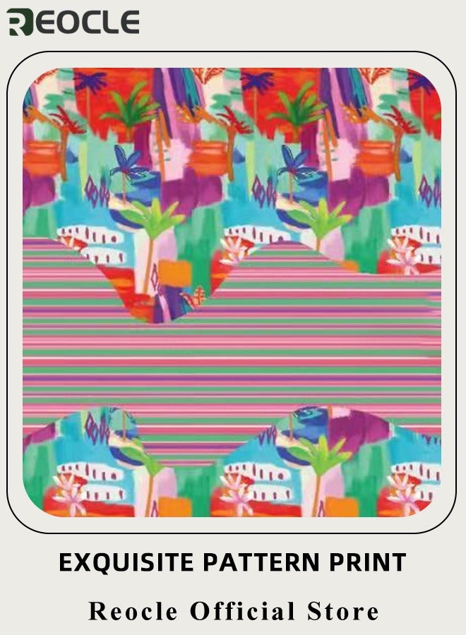 ريوكل فستان غير رسمي بأكمام طويلة بطبعة مخططة متعددة الألوان مع حافة فضفاضة وتصميم بفتحة رقبة على شكل حرف V لفستان صيفي فضفاض - Image 4