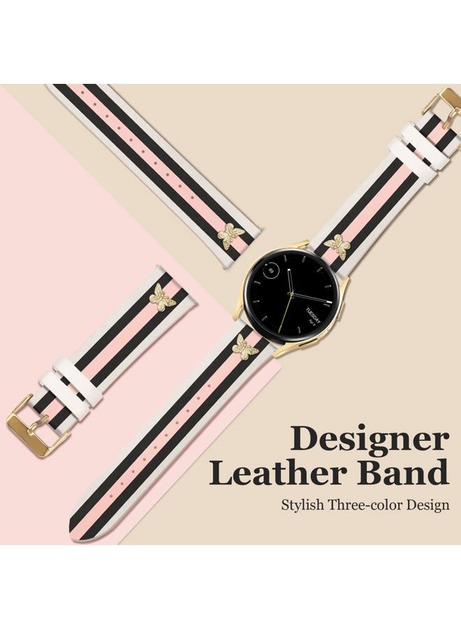 MOINSPIRE Designer Leather Bands with Charms Compatible with Samsung Galaxy Watch 7/6/5/4/Active 2 40mm 44mm/Watch 6 Classic 43mm 47mm/Watch 5 Pro 45mm/Watch 4 Classic 42mm 46mm, 20mm - Image 3