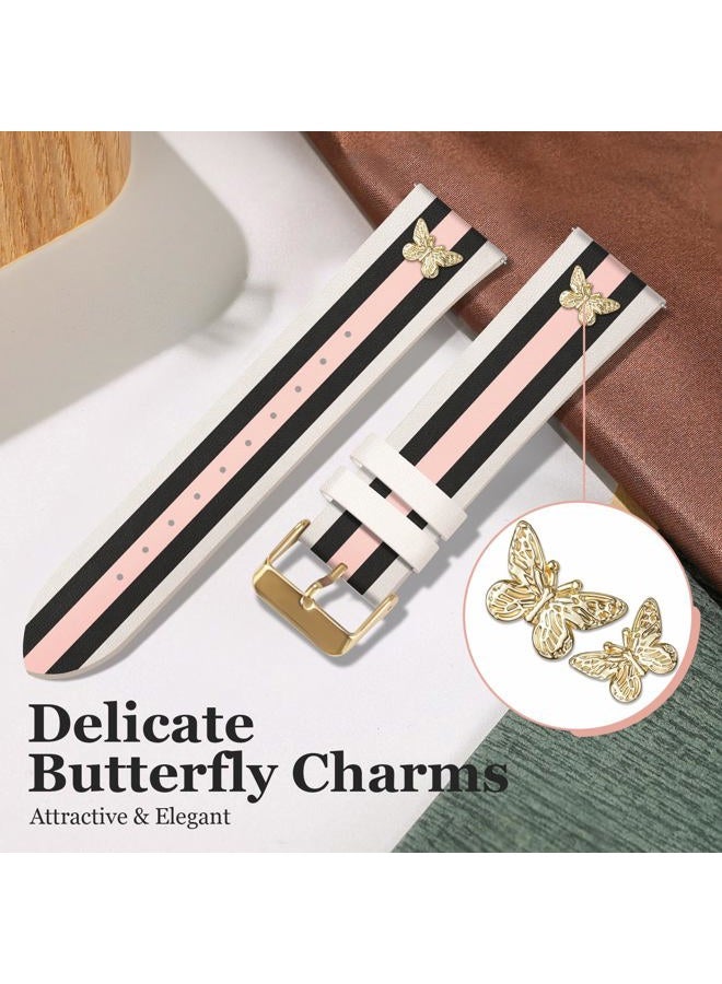 MOINSPIRE Designer Leather Bands with Charms Compatible with Samsung Galaxy Watch 7/6/5/4/Active 2 40mm 44mm/Watch 6 Classic 43mm 47mm/Watch 5 Pro 45mm/Watch 4 Classic 42mm 46mm, 20mm - Image 4
