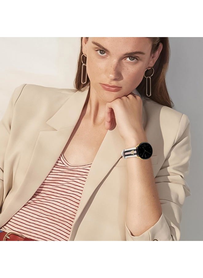 MOINSPIRE Designer Leather Bands with Charms Compatible with Samsung Galaxy Watch 7/6/5/4/Active 2 40mm 44mm/Watch 6 Classic 43mm 47mm/Watch 5 Pro 45mm/Watch 4 Classic 42mm 46mm, 20mm - Image 2