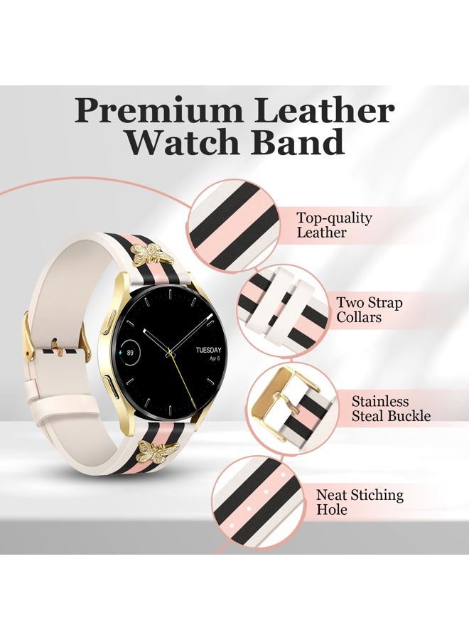 MOINSPIRE Designer Leather Bands with Charms Compatible with Samsung Galaxy Watch 7/6/5/4/Active 2 40mm 44mm/Watch 6 Classic 43mm 47mm/Watch 5 Pro 45mm/Watch 4 Classic 42mm 46mm, 20mm - Image 5