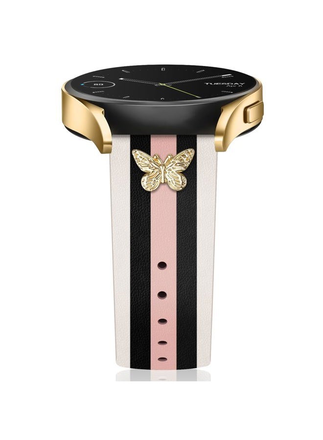 MOINSPIRE Designer Leather Bands with Charms Compatible with Samsung Galaxy Watch 7/6/5/4/Active 2 40mm 44mm/Watch 6 Classic 43mm 47mm/Watch 5 Pro 45mm/Watch 4 Classic 42mm 46mm, 20mm - Image 1