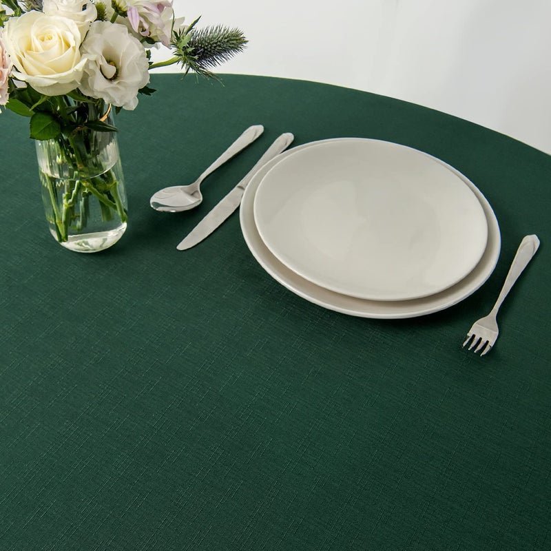 maxmill Round Linen Looking Textured Tablecloth Spill-Proof Wrinkle Free Soft Christmas Table Cloth for Circular Table Cover  for Dining Room Banquet Parties Holiday Dinner  70 Inch Hunter Green - Image 5