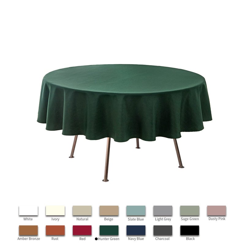 maxmill Round Linen Looking Textured Tablecloth Spill-Proof Wrinkle Free Soft Christmas Table Cloth for Circular Table Cover  for Dining Room Banquet Parties Holiday Dinner  70 Inch Hunter Green - Image 3