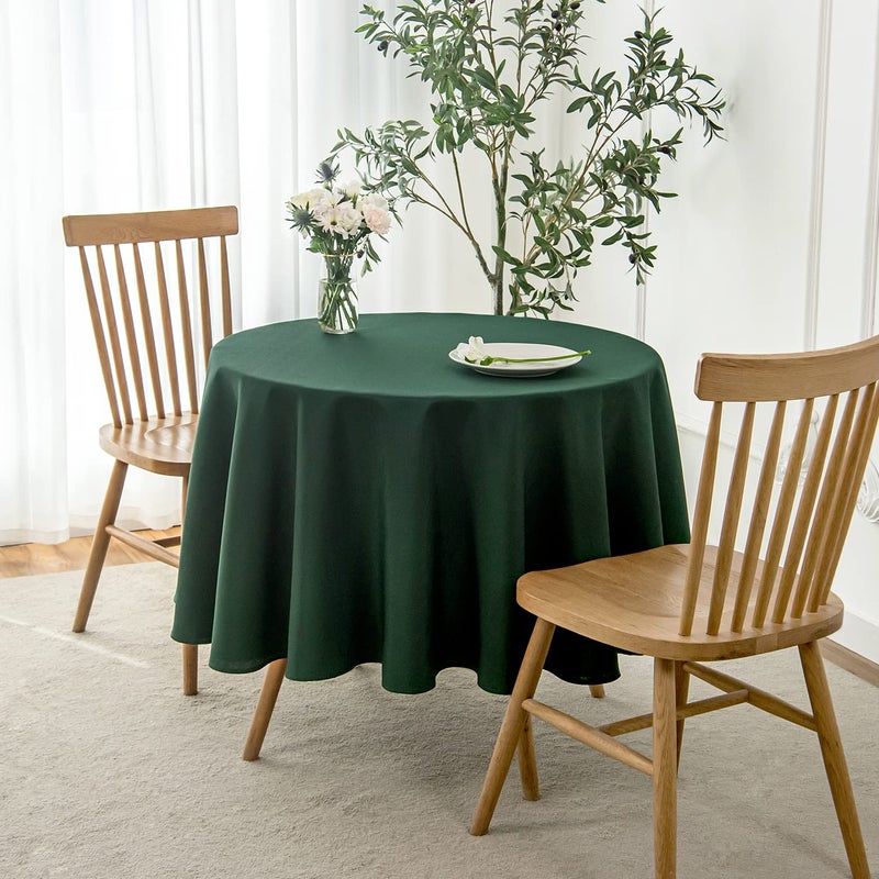 maxmill Round Linen Looking Textured Tablecloth Spill-Proof Wrinkle Free Soft Christmas Table Cloth for Circular Table Cover  for Dining Room Banquet Parties Holiday Dinner  70 Inch Hunter Green - Image 2