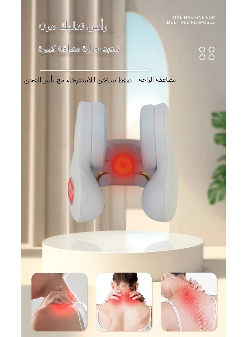 وسادة عنق على شكل حرف U مع خاصية إلغاء الضوضاء وتدليك وتسخين محمولة، تدعم بلوتوث لتشغيل الموسيقى من الهاتف المحمول. - Image 5