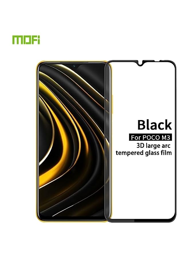 MOFI Tempered Glass Screen Protector Compatible For Xiaomi Poco M3 MOFI 9H 3D Explosion-proof Curved Screen Tempered Glass Film Black - Image 1