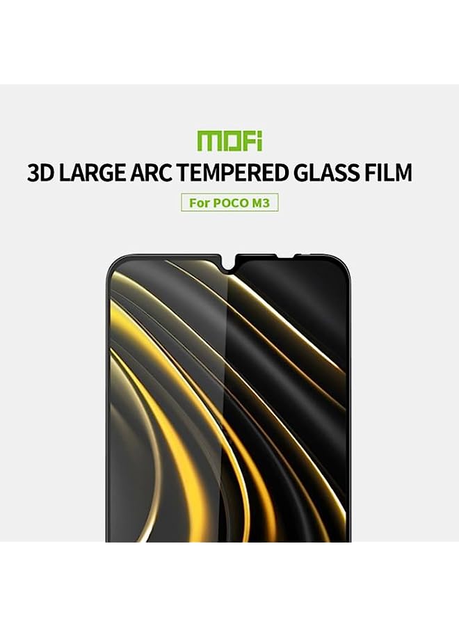 MOFI Tempered Glass Screen Protector Compatible For Xiaomi Poco M3 MOFI 9H 3D Explosion-proof Curved Screen Tempered Glass Film Black - Image 2