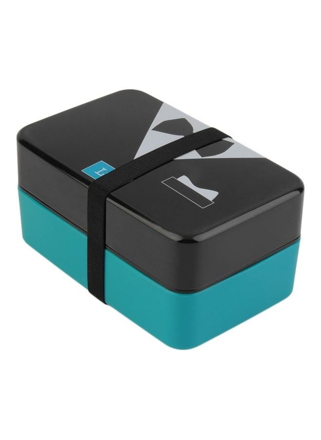 Y&D 2-Tier Rectangular Shaped Lunch Box Green/Black 15 x 9.5 7.5cm 