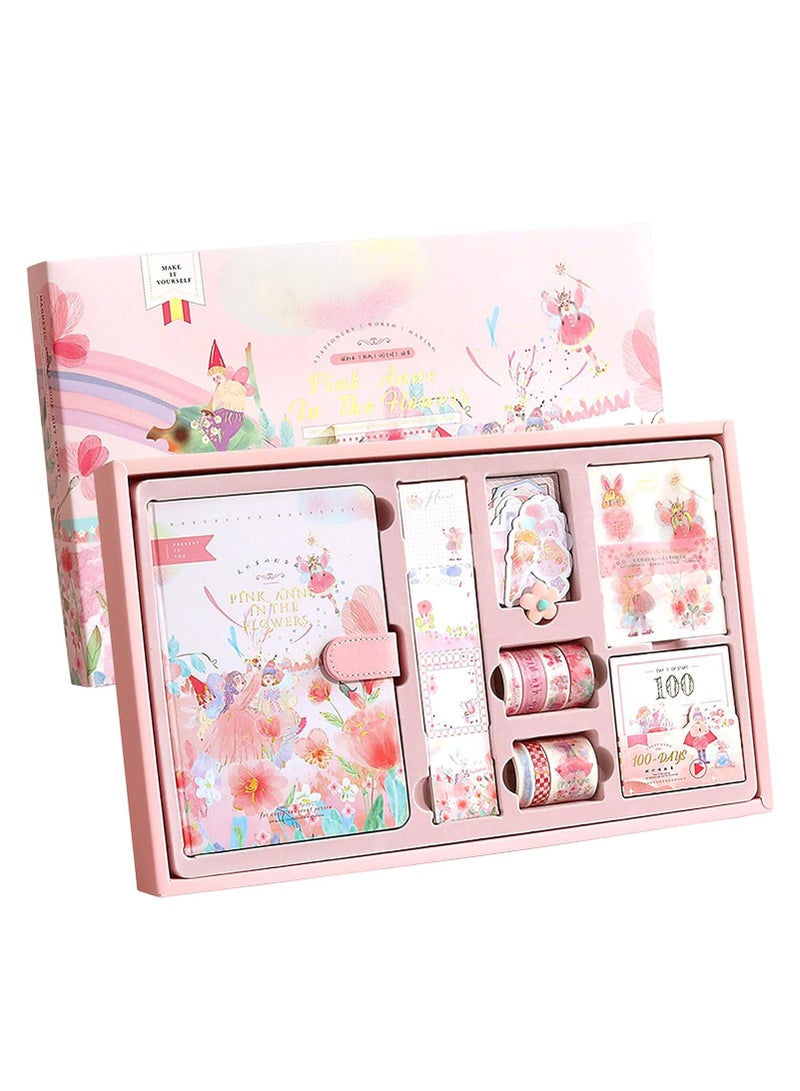 إيفرين مجموعة دفاتر يوميات هدية من دفاتر يوميات شبكة جميلة فتاة كرتونية على شكل قلب أحمر شمس سلسلة مواد أدبية مجموعة مواد أدوات كتاب يوميات غلاف مقوى - Image 1