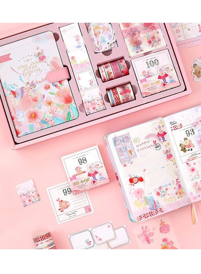 إيفرين مجموعة دفاتر يوميات هدية من دفاتر يوميات شبكة جميلة فتاة كرتونية على شكل قلب أحمر شمس سلسلة مواد أدبية مجموعة مواد أدوات كتاب يوميات غلاف مقوى - Image 2