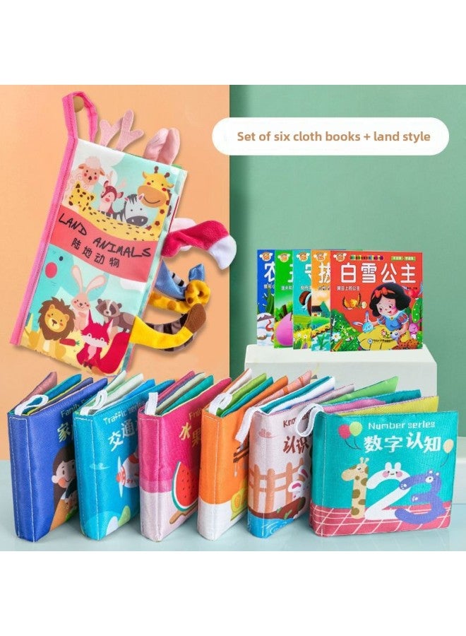 Cloth Book Early Education Baby Can Chew Baby Cognitive Animal Toys 0 1 Year Old 3 To 6 Months 12 Boys-Colour:6-book Set + Land Tail Book [5 Storybooks] Ocean Tail Book [5 Storybooks]  - Image 1