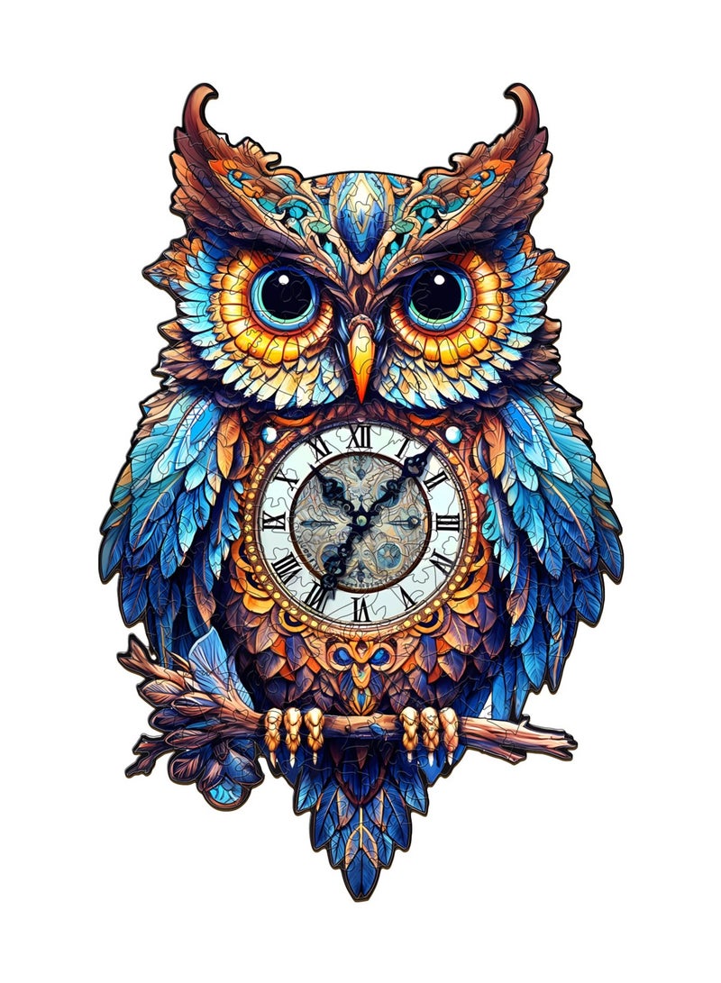 جالادون 180 قطعة ألغاز بانوراما خشبية للكبار والصغار والمراهقين، ألعاب تعليمية لتخفيف الضغط، هدية تذكارية فريدة من نوعها لرمضان، ديكورات منزلية على الطراز العربي،نمط ساعة البومة - Image 1