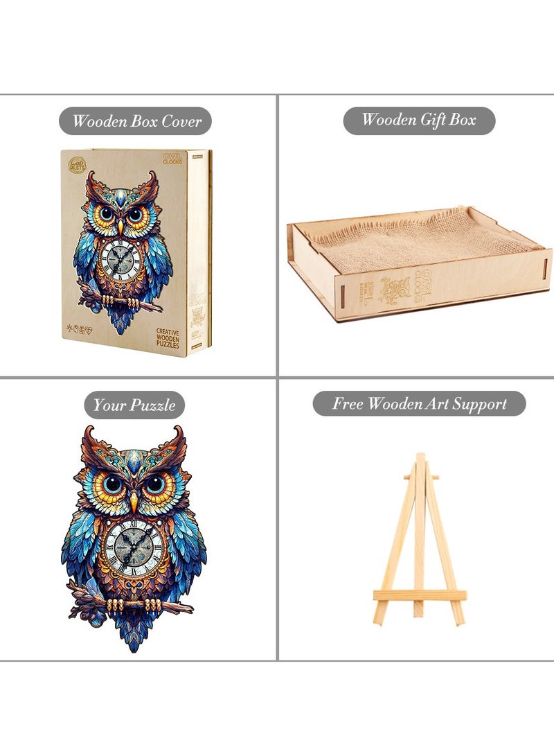 جالادون 180 قطعة ألغاز بانوراما خشبية للكبار والصغار والمراهقين، ألعاب تعليمية لتخفيف الضغط، هدية تذكارية فريدة من نوعها لرمضان، ديكورات منزلية على الطراز العربي،نمط ساعة البومة - Image 4