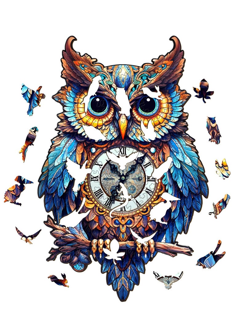 جالادون 180 قطعة ألغاز بانوراما خشبية للكبار والصغار والمراهقين، ألعاب تعليمية لتخفيف الضغط، هدية تذكارية فريدة من نوعها لرمضان، ديكورات منزلية على الطراز العربي،نمط ساعة البومة - Image 5