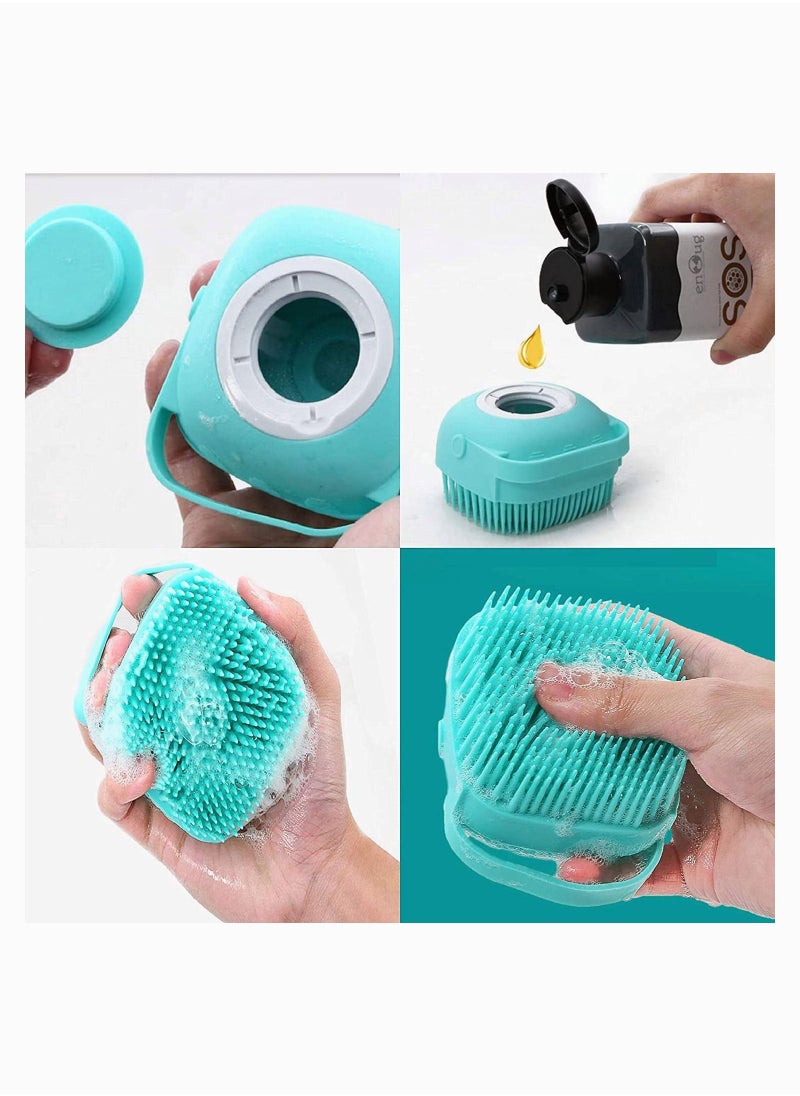SYOSI Pet Brush Dog Bath Brush, Pet Massage Brush Shampoo Dispenser, Soft Silicone Brush Rubber Bristle for Dogs and Cats Shower Grooming, for Long Short Haired Dogs and Cats Pet Bath Brush  - Image 4
