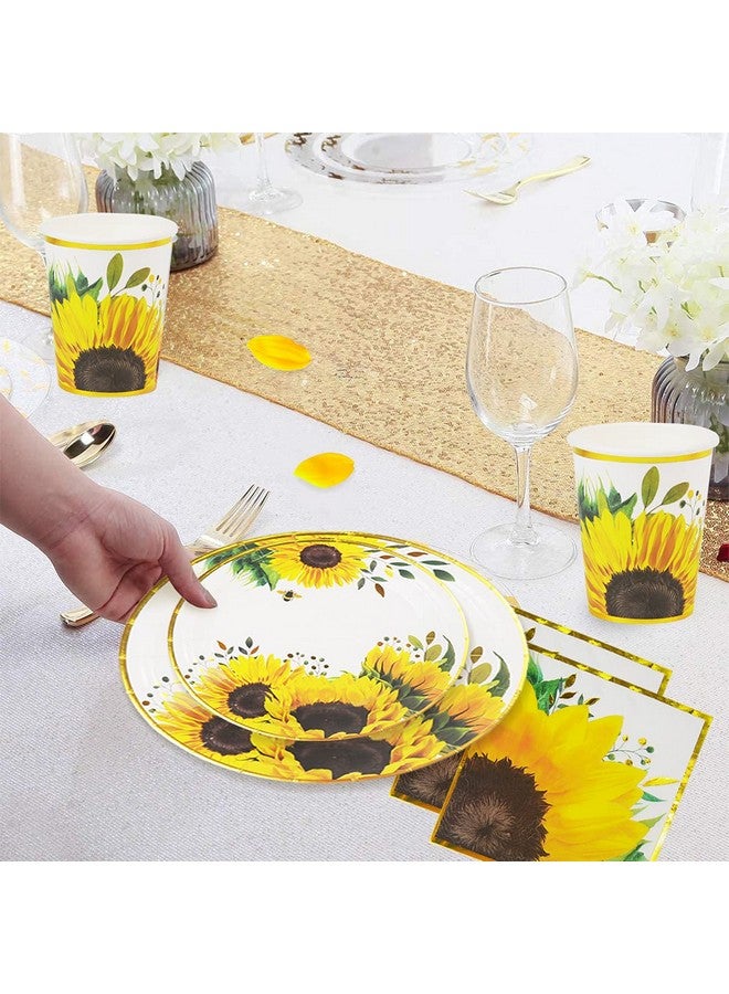 Yara Sunflower Birthday Party Decorations Tableware Set With Paper Plates Cups & Napkins Spring Yellow Party Supplies For Baby Shower Bridal Shower & Wedding Decor Serves 24 - Image 5