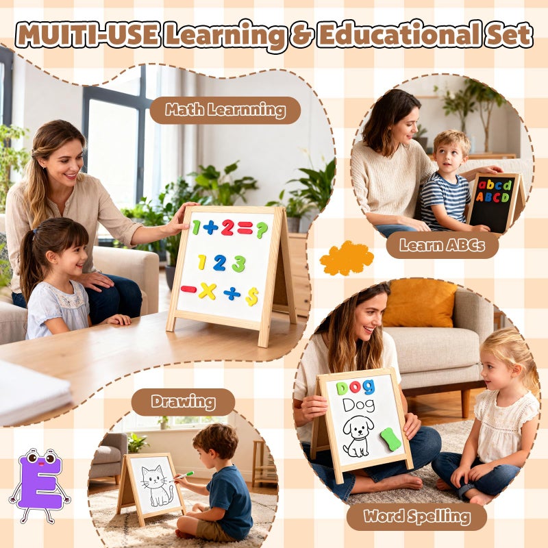 GINMIC Magnetic Letters and Numbers with Magnet Board, Alphabet ABC Magnets, Learning & Educational Toys - Uppercase Lowercase Math Symbols with Magnetic Whiteboard Chalkboard for Toddlers Kids - Image 5