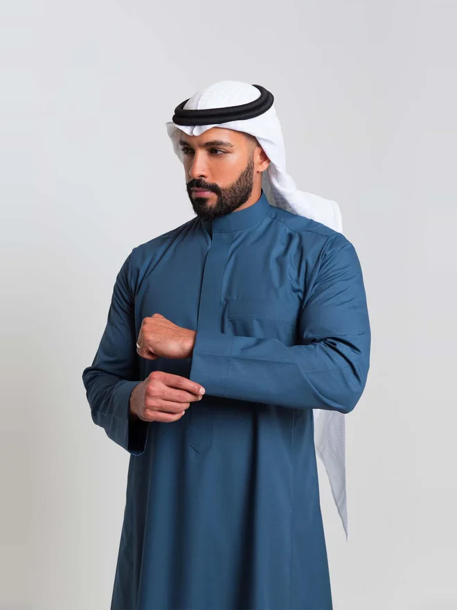 ALSHIAKA Men Classic Summer Thobe, Green - 57inches