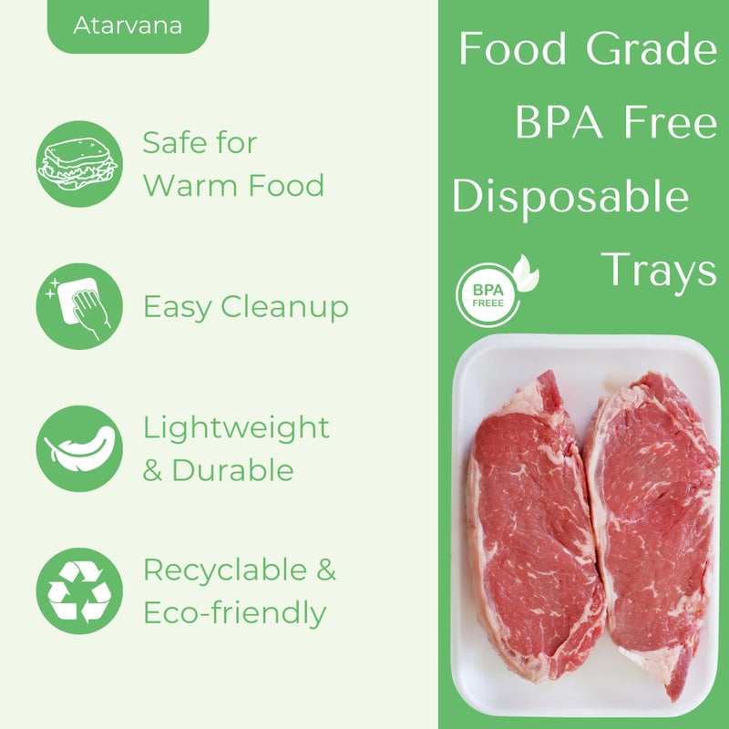 Atarvana 60pcs Crafts Foam Trays, White Meat Food Paint and Ink Mixing Trays for School Printmaking, DIY Crafts, Disposable Fruit, BBQ Grill Roast Food Plates - Image 3