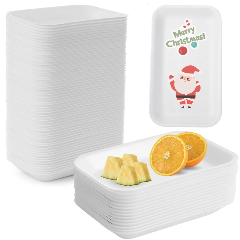 Atarvana 60pcs Crafts Foam Trays, White Meat Food Paint and Ink Mixing Trays for School Printmaking, DIY Crafts, Disposable Fruit, BBQ Grill Roast Food Plates - Image 1