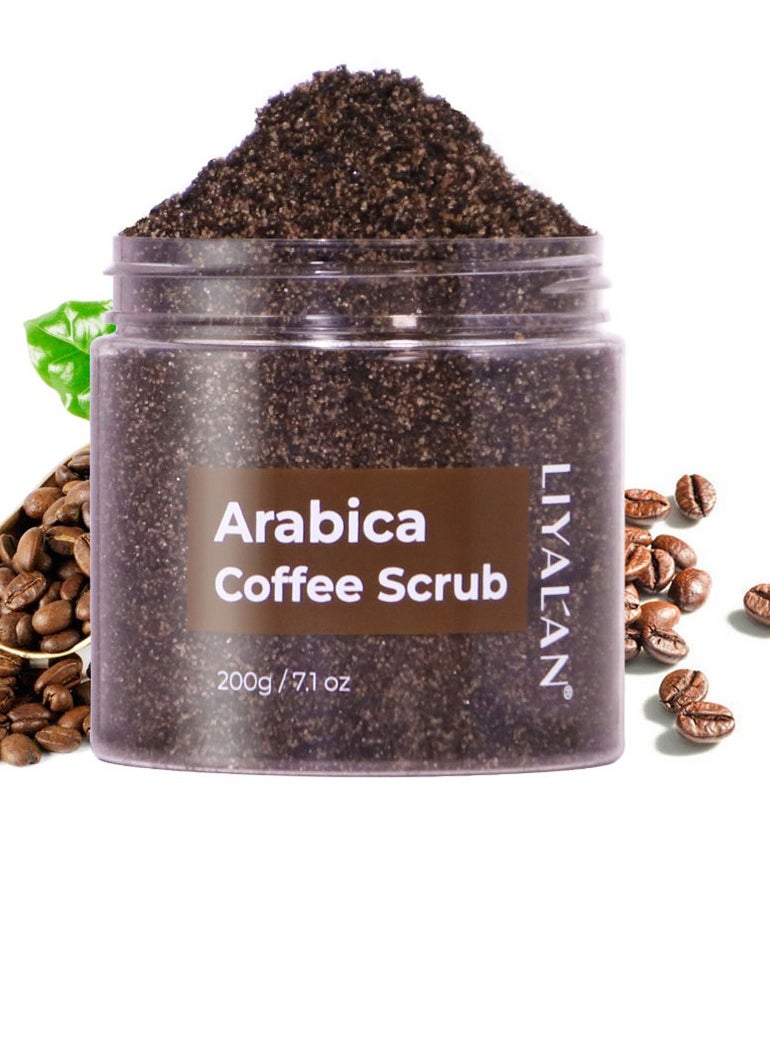 LIYALAN - Organic Arabica Coffee Scrub: Powerful Anti-Cellulite & Wrinkle Reducing Therapy - Natural Exfoliating Body Scrub for Smooth, Firm Skin - 100% Pure Arabica Coffee Beans, Vegan & Cruelty-Free - 7 oz - Image 1