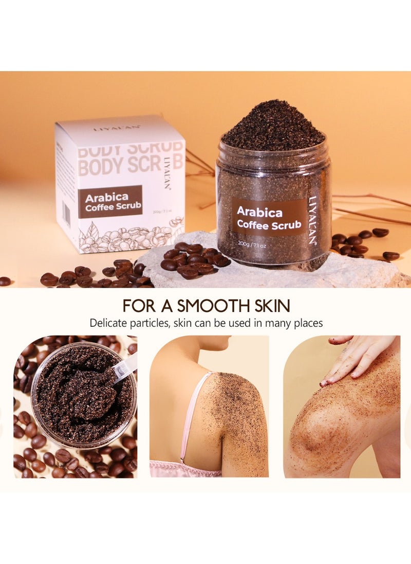 LIYALAN - Organic Arabica Coffee Scrub: Powerful Anti-Cellulite & Wrinkle Reducing Therapy - Natural Exfoliating Body Scrub for Smooth, Firm Skin - 100% Pure Arabica Coffee Beans, Vegan & Cruelty-Free - 7 oz - Image 1