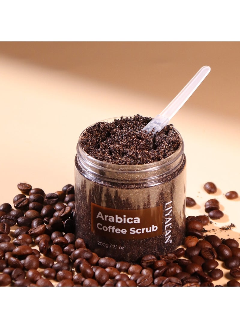 LIYALAN - Organic Arabica Coffee Scrub: Powerful Anti-Cellulite & Wrinkle Reducing Therapy - Natural Exfoliating Body Scrub for Smooth, Firm Skin - 100% Pure Arabica Coffee Beans, Vegan & Cruelty-Free - 7 oz - Image 1