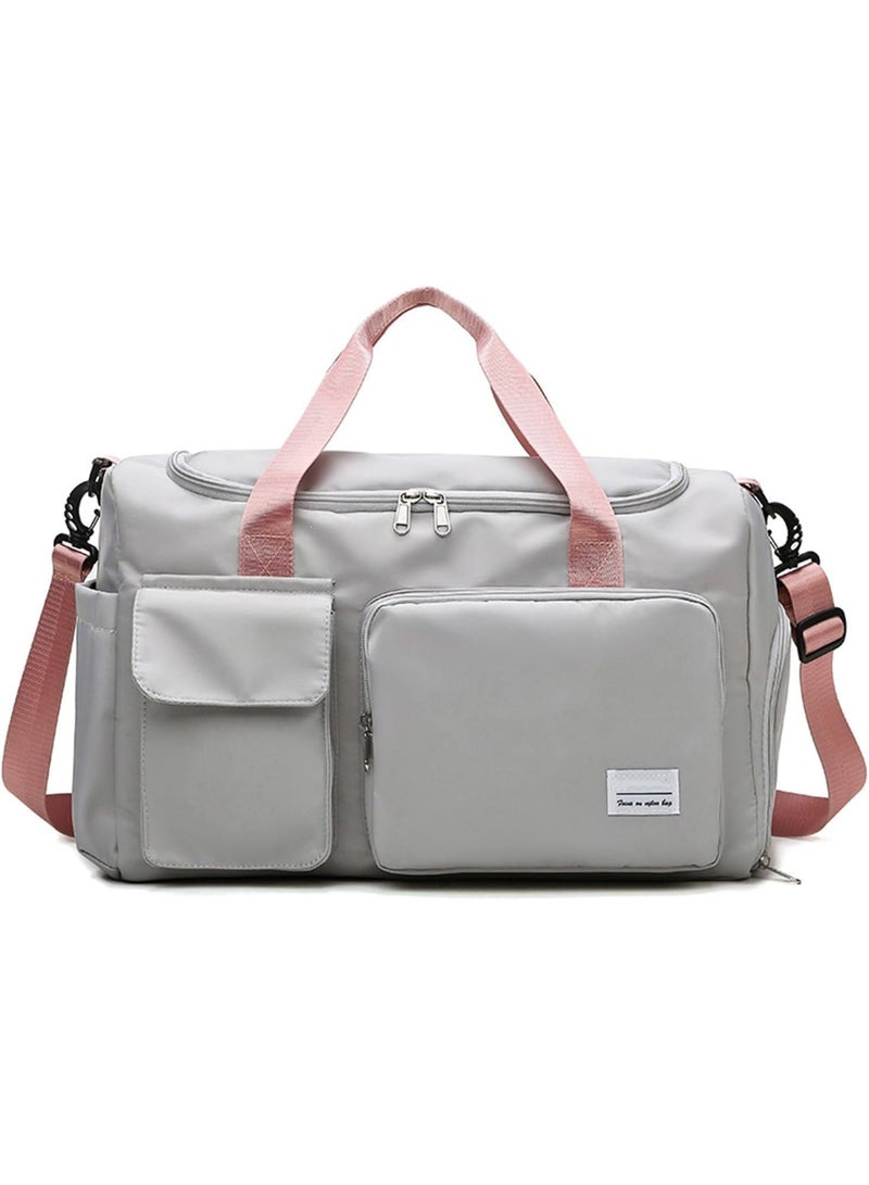 ChicAbode Gym Bag for Women, Oxford Travel Duffel Bag with Shoe Compartment, Outdoor Sports, Overnight, Weekender, and Yoga Bag, Grey - Image 1