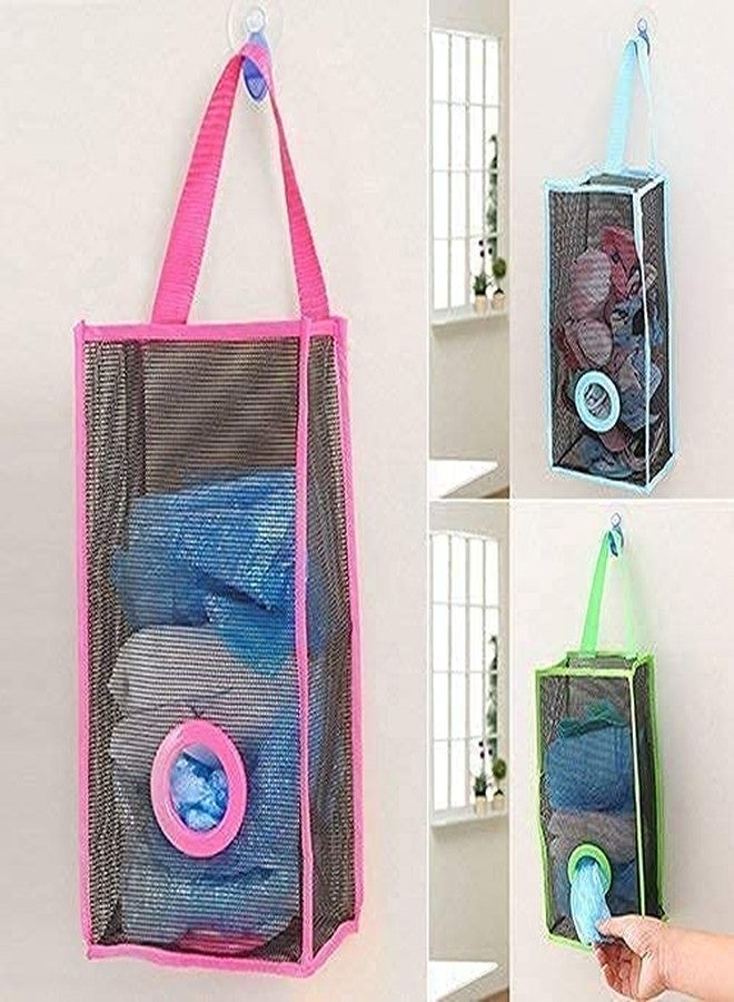 Lexazo Wall Hanging Garbage Bags Recycle Breathable Plastic Storage Polythene Garbage Bags Kitchen Organizer Plastic Wall Mounted Rubbish Bag Container- Pack of 1 Multi Color, 9 x 8 x 7 Cm, Blue - Image 3