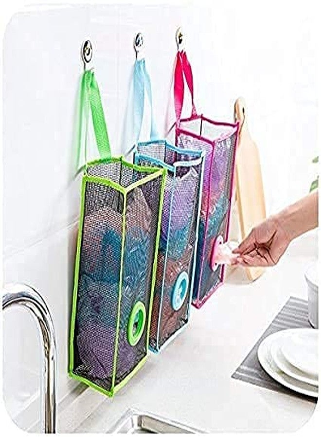 Lexazo Wall Hanging Garbage Bags Recycle Breathable Plastic Storage Polythene Garbage Bags Kitchen Organizer Plastic Wall Mounted Rubbish Bag Container- Pack of 1 Multi Color, 9 x 8 x 7 Cm, Blue - Image 2