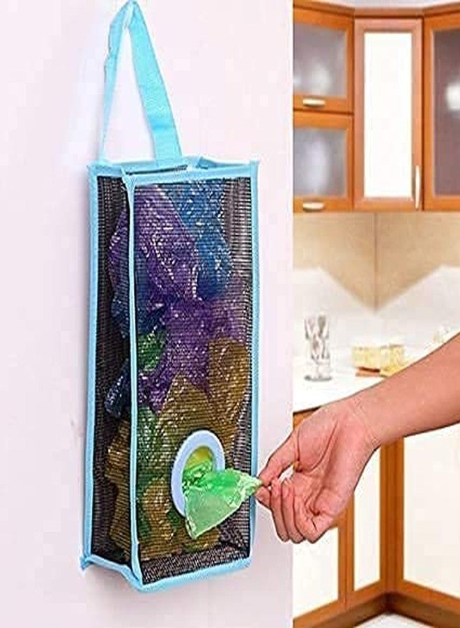 Lexazo Wall Hanging Garbage Bags Recycle Breathable Plastic Storage Polythene Garbage Bags Kitchen Organizer Plastic Wall Mounted Rubbish Bag Container- Pack of 1 Multi Color, 9 x 8 x 7 Cm, Blue - Image 1