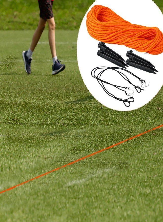 Woanger 30 x 60 ft Volleyball Boundary Rope Set Beach Volleyball Lines with 4 Square for Sports Beach Ball Grass Setup(Orange) - Image 5