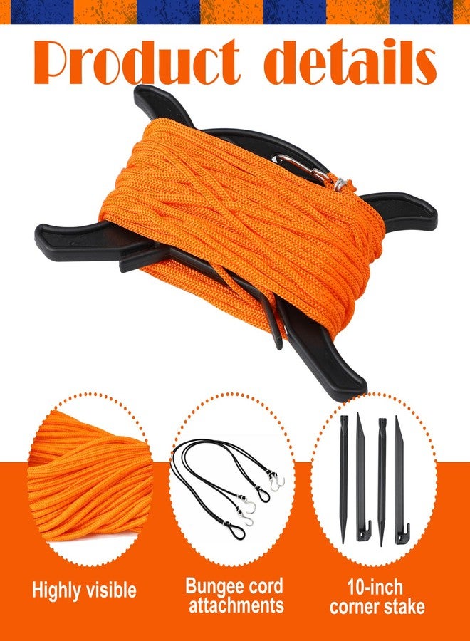 Woanger 30 x 60 ft Volleyball Boundary Rope Set Beach Volleyball Lines with 4 Square for Sports Beach Ball Grass Setup(Orange) - Image 4