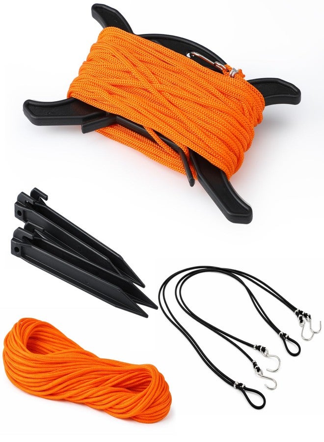 Woanger 30 x 60 ft Volleyball Boundary Rope Set Beach Volleyball Lines with 4 Square for Sports Beach Ball Grass Setup(Orange) - Image 1
