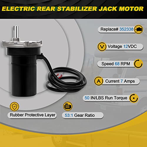 FHRHRY RV Rear Electric Stabilizer Jack Motor for Lippert 113407 352338 138445 178562 162307, fit for Camper Stabilizer Jacks 337199 369774 298707, Replace# K01285-C800 K01285C800 K01531A800 K01531-A800 - Image 3