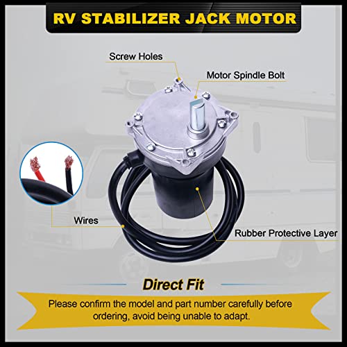 FHRHRY RV Rear Electric Stabilizer Jack Motor for Lippert 113407 352338 138445 178562 162307, fit for Camper Stabilizer Jacks 337199 369774 298707, Replace# K01285-C800 K01285C800 K01531A800 K01531-A800 - Image 5