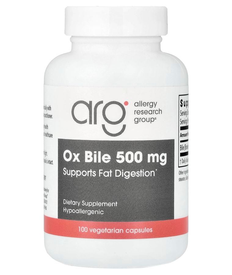 Allergy Research Group Ox Bile 500 mg 100 Vegetarian Capsules