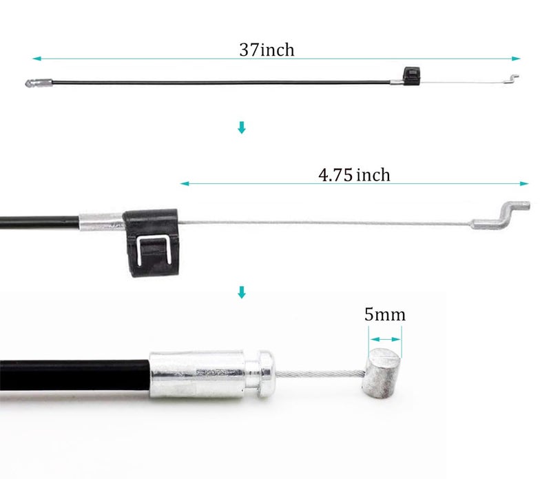 ttmagic Universal Recliner Release Cable Replacement Part, Sofa Couch Recliner Pull Cable 37inch, 5mm Cable Barrel End S-Shaped Hook Exposed Cable (4.75 in Length) - Image 2