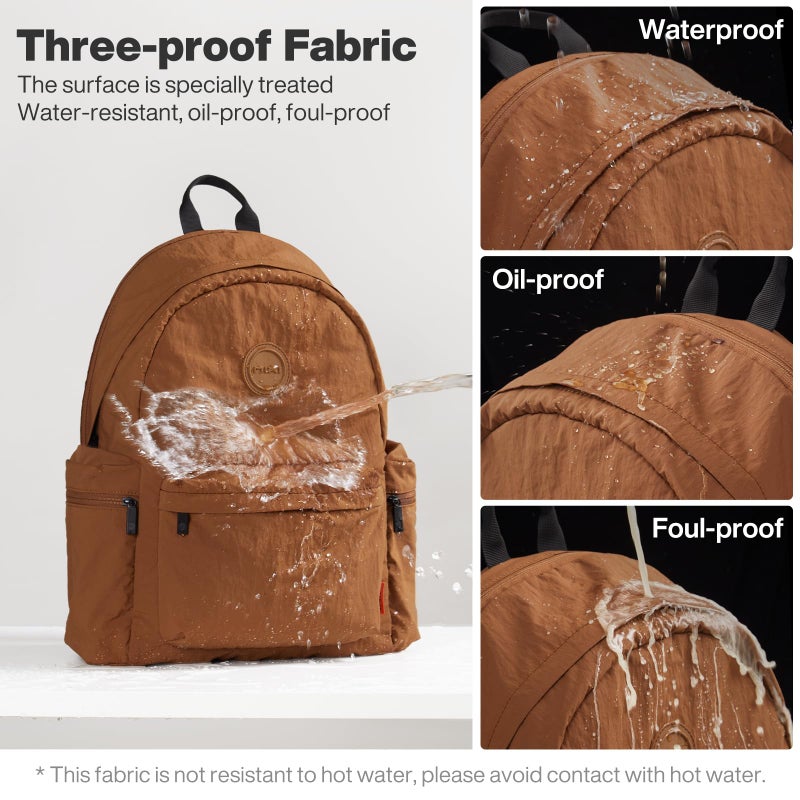 mixi Outdoor Lightweight Backpack Casual Carry On Laptop Backpack Travel Bookbag for Women Men, Water Resistant Durable Hiking Bag for Camping Weekender Sports College Work, 17 Inch, Brown - Image 4