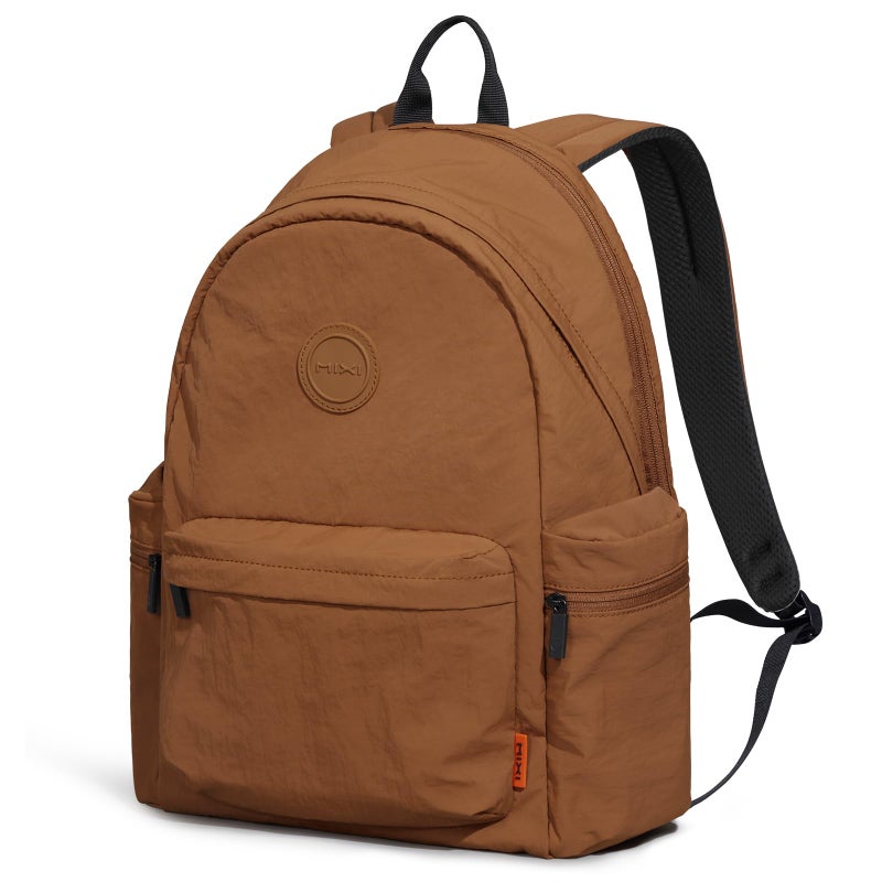 mixi Outdoor Lightweight Backpack Casual Carry On Laptop Backpack Travel Bookbag for Women Men, Water Resistant Durable Hiking Bag for Camping Weekender Sports College Work, 17 Inch, Brown - Image 1