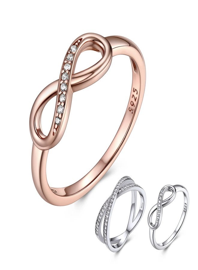 Bestyle Rose Gold Infinity Band Ring Cubic Zirconia Band Rings CZ Love Promise Rings Wedding Bands Delicate Small Cute Rings for s/Sister/Daughter, Size 7 - Image 1
