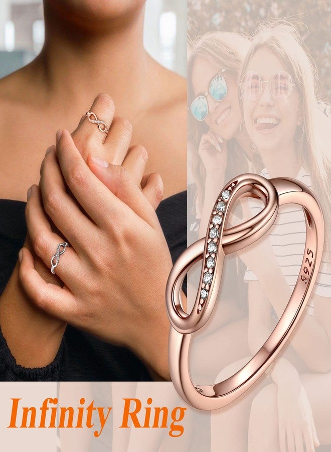 Bestyle Rose Gold Infinity Band Ring Cubic Zirconia Band Rings CZ Love Promise Rings Wedding Bands Delicate Small Cute Rings for s/Sister/Daughter, Size 7 - Image 3