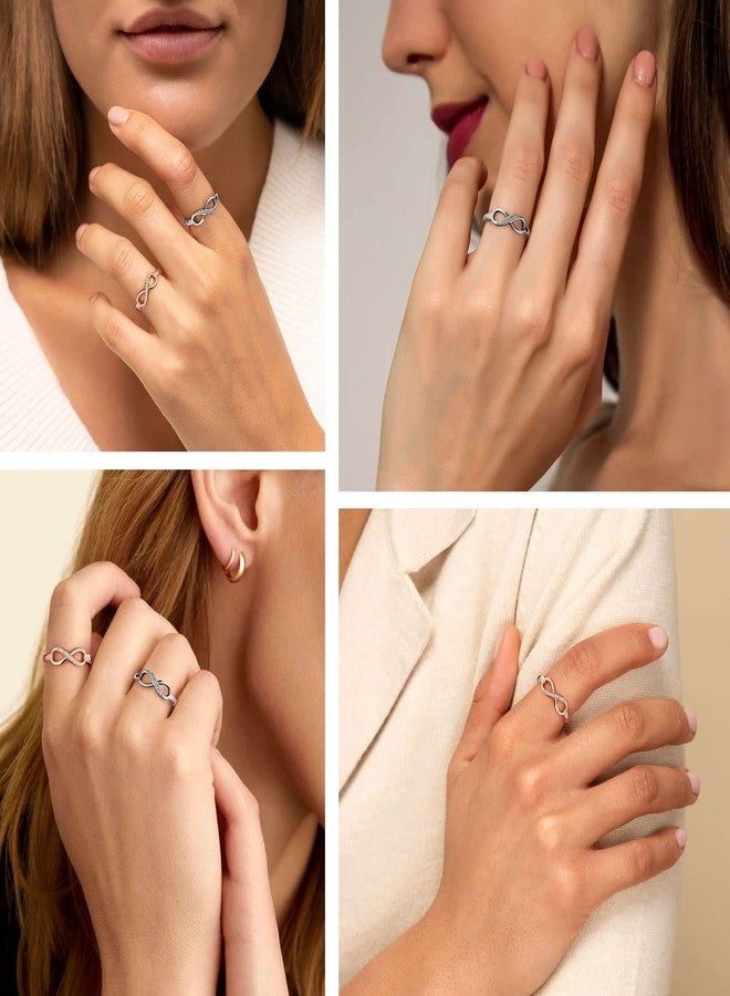Bestyle Rose Gold Infinity Band Ring Cubic Zirconia Band Rings CZ Love Promise Rings Wedding Bands Delicate Small Cute Rings for s/Sister/Daughter, Size 7 - Image 2