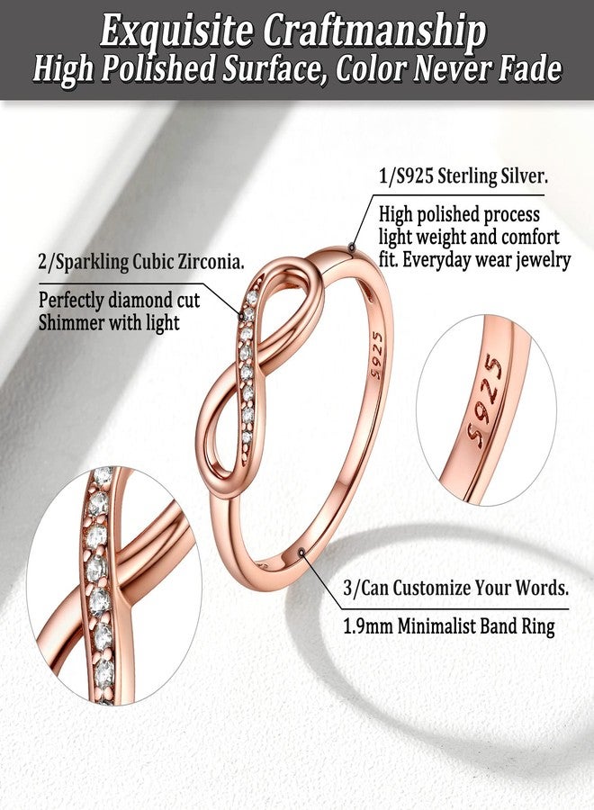 Bestyle Rose Gold Infinity Band Ring Cubic Zirconia Band Rings CZ Love Promise Rings Wedding Bands Delicate Small Cute Rings for s/Sister/Daughter, Size 7 - Image 5