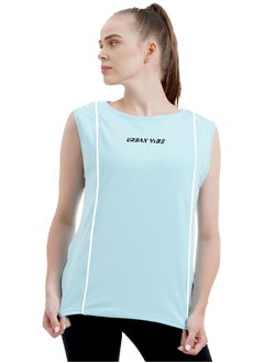 Selecta Now Ladies Sleeveless Cotton T-Shirt Sky Blue Breathable Contrast Piping Tank Top Soft Stretchable Women’s T Shirt Ideal for Hot Climate  - Image 5