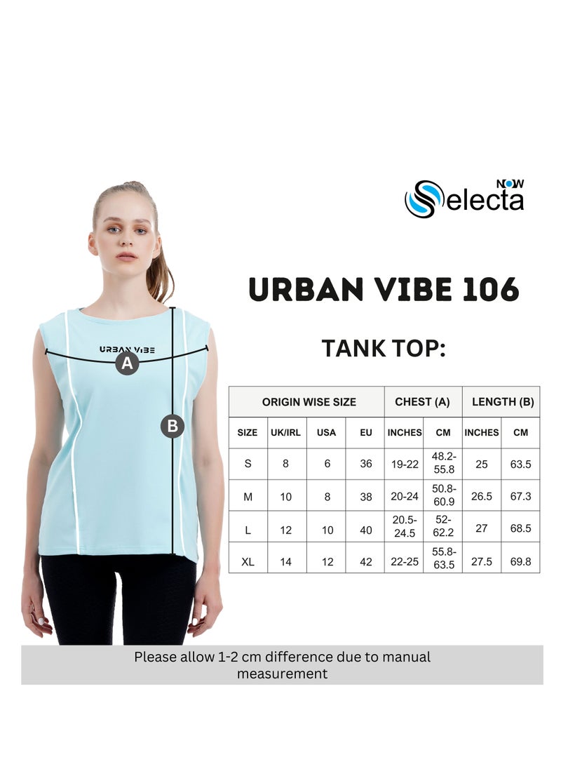 Selecta Now - Ladies Sleeveless Cotton T-Shirt Sky Blue Breathable Contrast Piping Tank Top Soft Stretchable Women’s T Shirt Ideal for Hot Climate - Image 1