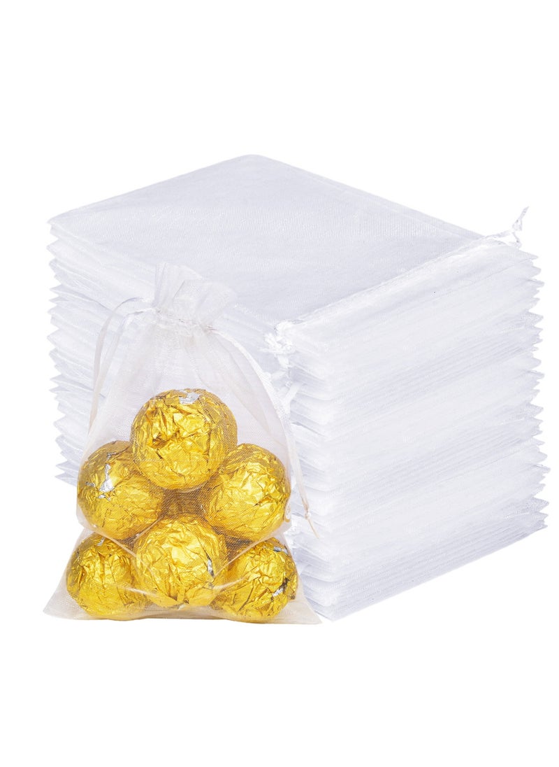 KUTONTECH KUTONTECH Organza Gift Bags, 4x6 inch White Sheer Gift Bags with Drawstring, Premium Mesh Gift Wrap Bags for Wedding Party Christmas Thanksgiving Favor, Jewelry Toys Candy Sample Collection(50pcs).  - Image 1