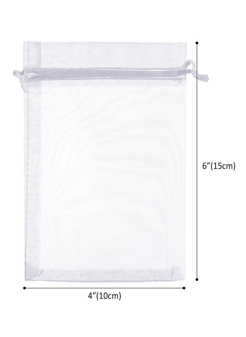 KUTONTECH KUTONTECH Organza Gift Bags, 4x6 inch White Sheer Gift Bags with Drawstring, Premium Mesh Gift Wrap Bags for Wedding Party Christmas Thanksgiving Favor, Jewelry Toys Candy Sample Collection(50pcs).  - Image 3